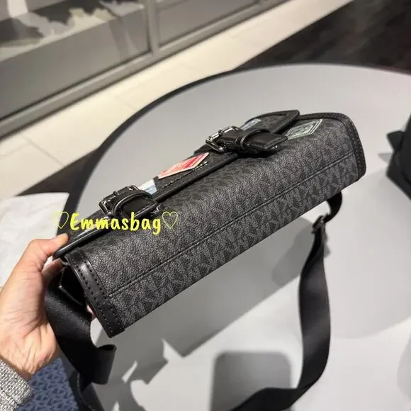 Michael Kors Cooper Embellished Signature Logo Trunk Crossbody Bag Black - Picture 3 of 8